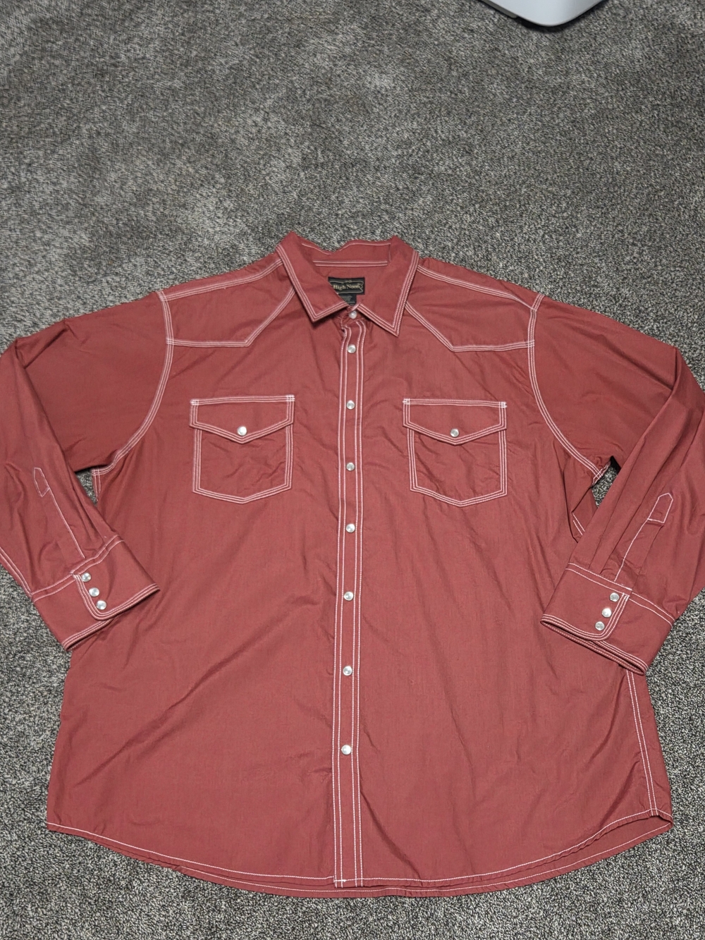 Men's western High Noon snap Long Sleeve Shirt in Brick Red 2xl B0511 162